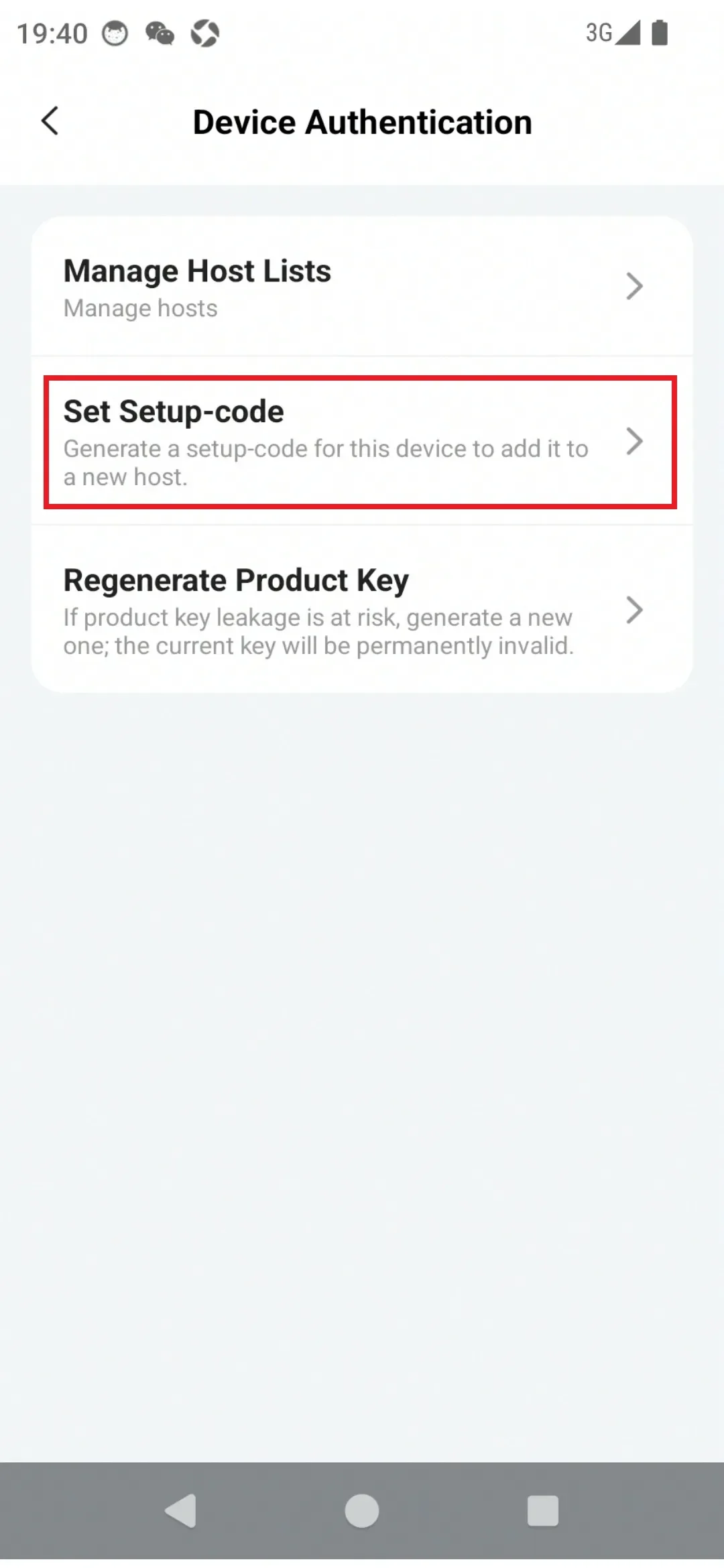 Set Setup-code