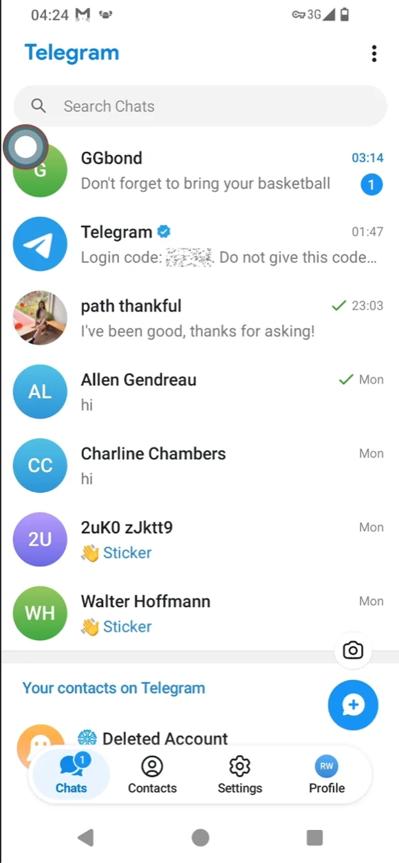 Telegram message list