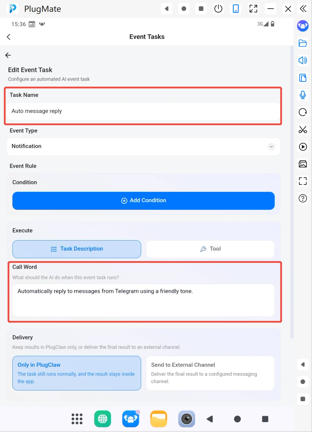 Configure notification-triggered automatic reply