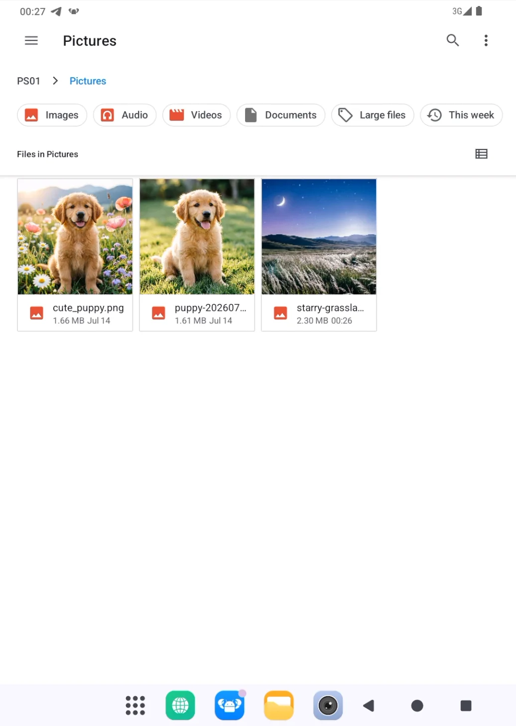 Landscape image in the Pictures folder
