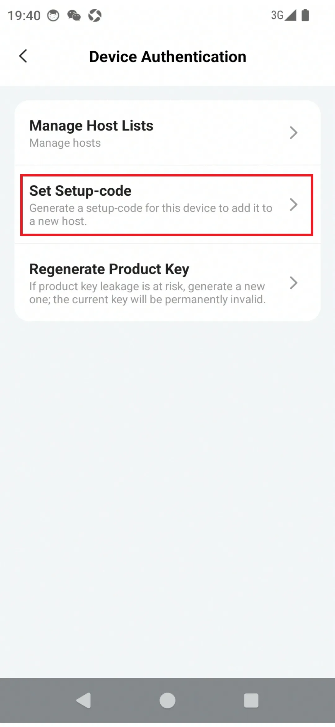Set Setup-code
