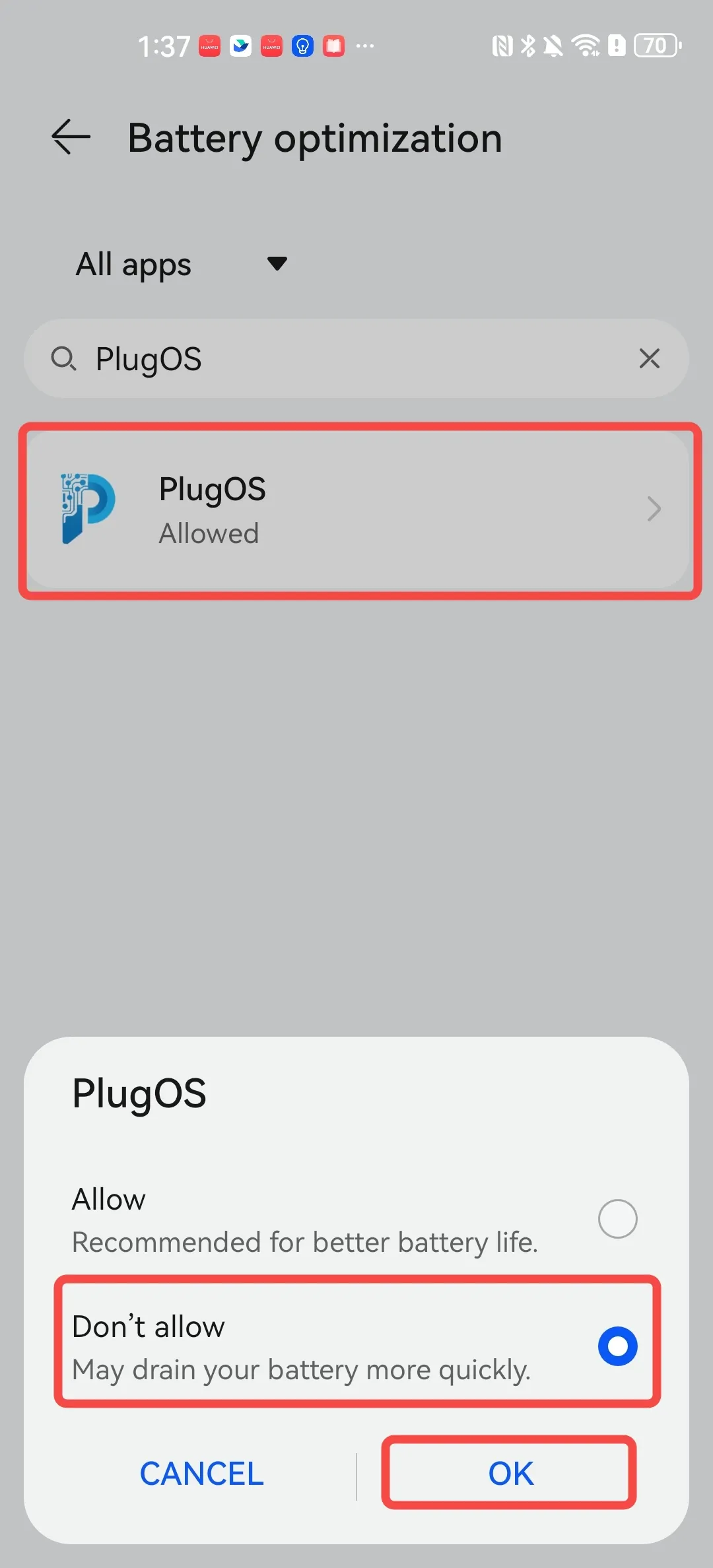 Huawei Battery Optimization