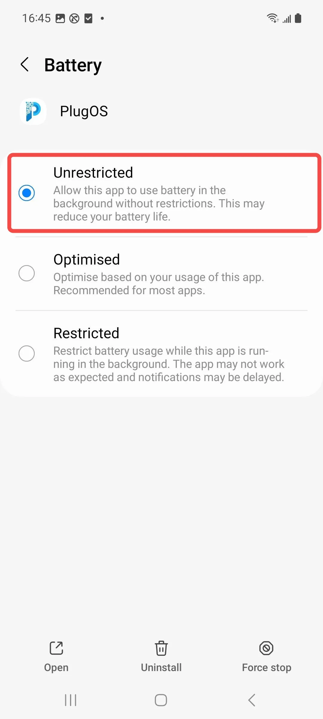 Samsung Battery Settings